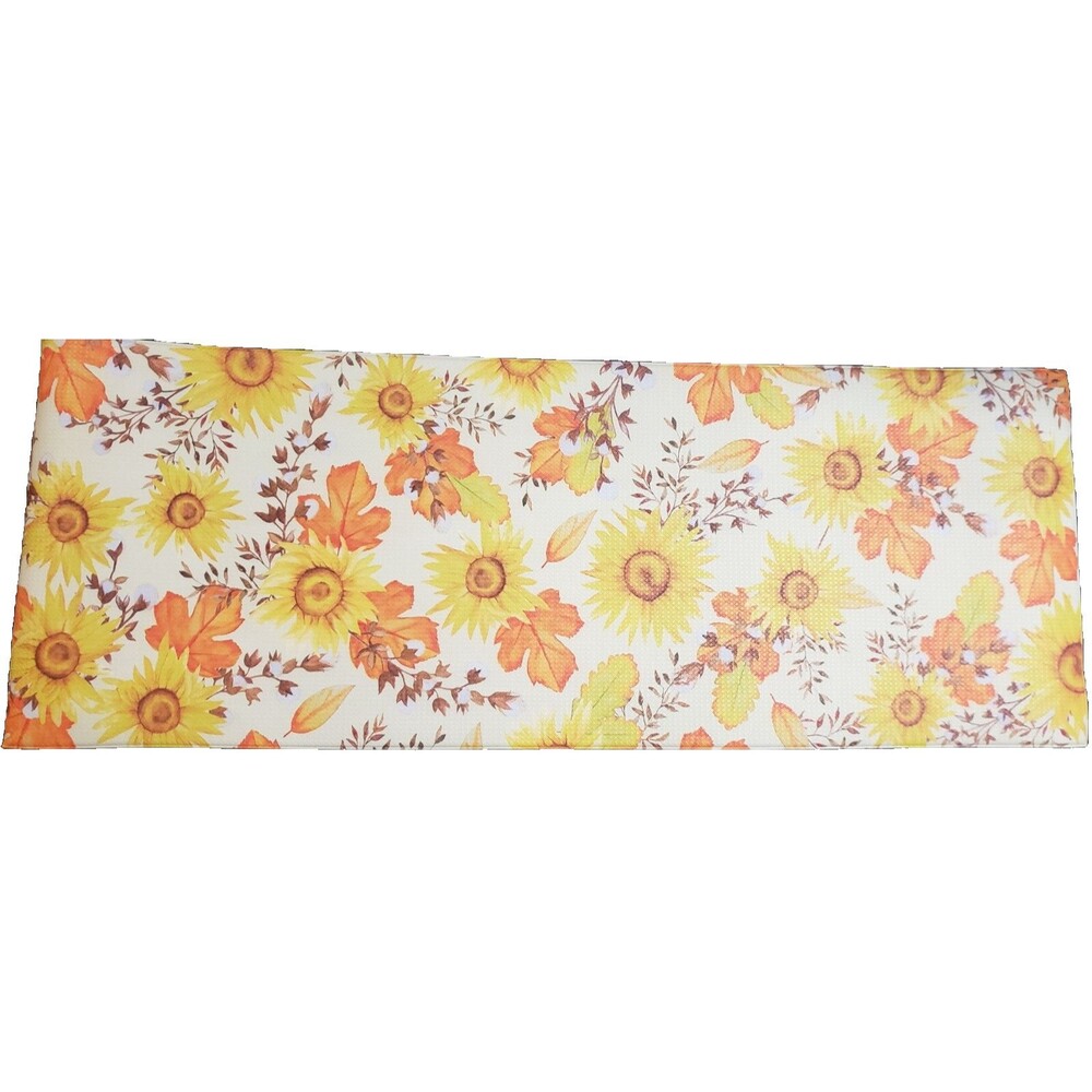 Extra Long PVC Kitchen Floor Runner/Rug (20"x54") FALL, SUNFLOWERS & LEAVES, CE